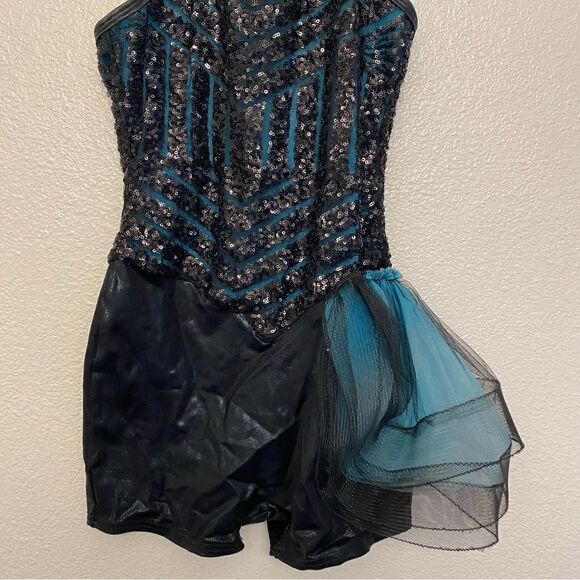 Curtain Call Dance Costume jazz teal black tutu dress J4955 Adult Small SA - Picture 3 of 11